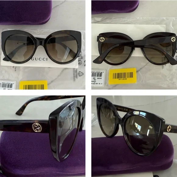 GUCCI CLASSIC AND TIMELESS HAVANA FRAMES WITH “GG” GOLD LOGO ON TEMPLES SUNNIES